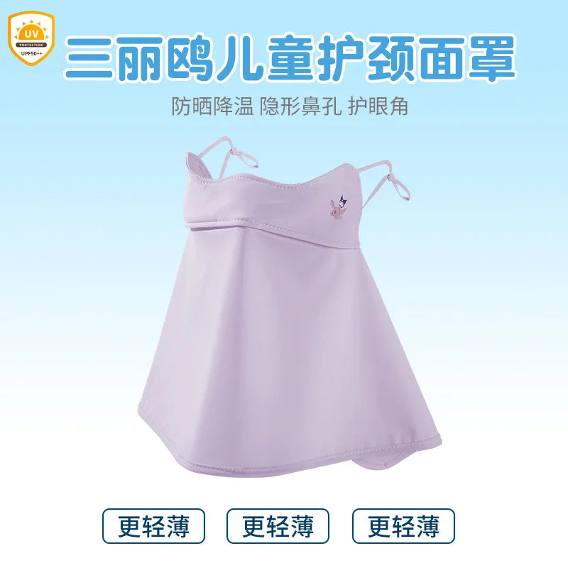 Melody Kuromi Sun Protection Face Mask Lightweight, Breathable Ice-Silk Sun Protection Mask for Students UV-Protective Mask Qme 10