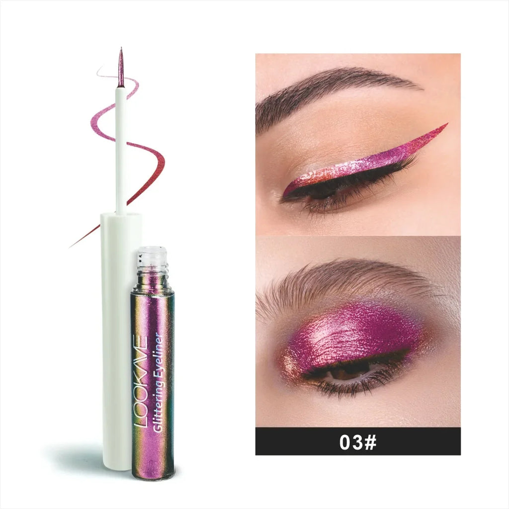 Shiny Chameleon Liquid Eyeliner Waterproof Glitter Long-lasting High Pigment Smudge-proof Pearlescent Eye Liner Makeup Cosmetic Qme B3