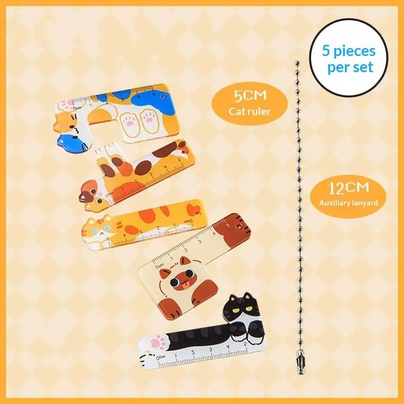 Cute Cartoon Animal Cat Dog Ruler Mini Portable Stationery Pendant Qme A1