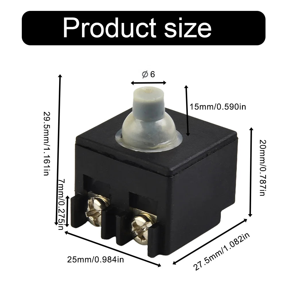 2PCS Angle Grinder Switch Black Plastic Casing Push Button Switch 250V 6A Replacement 100mm Angle Grinder Broken Accessories Qme