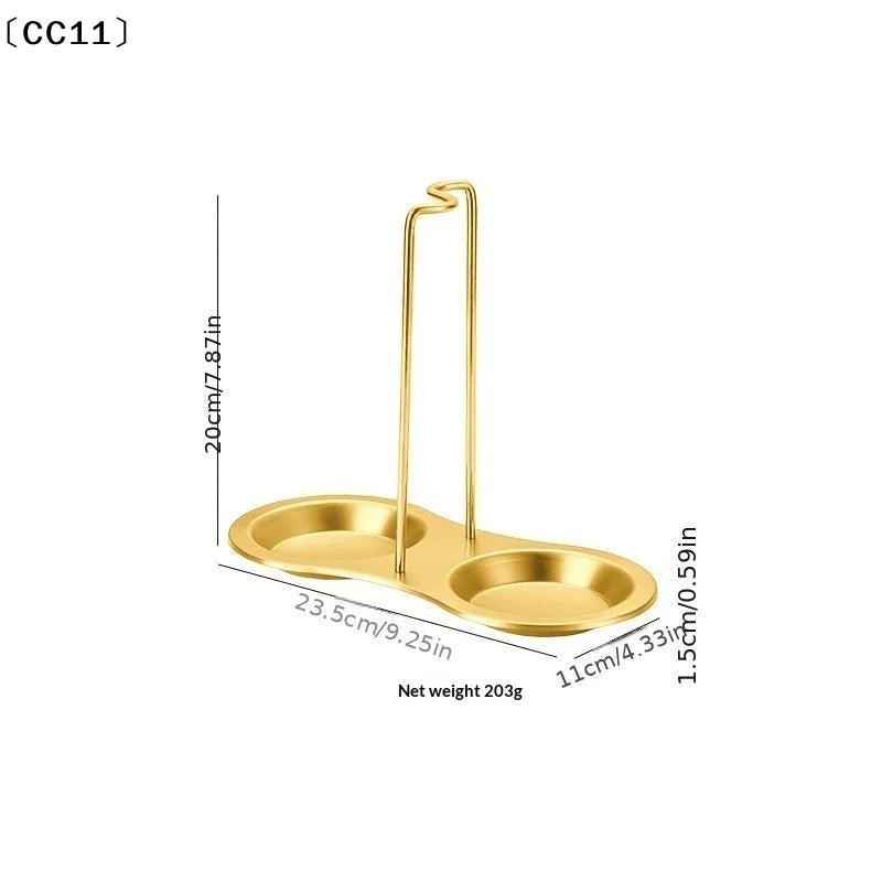 Stainless Steel Golden Ladle Holder Non Slip Stable Base Easy Clean Qme