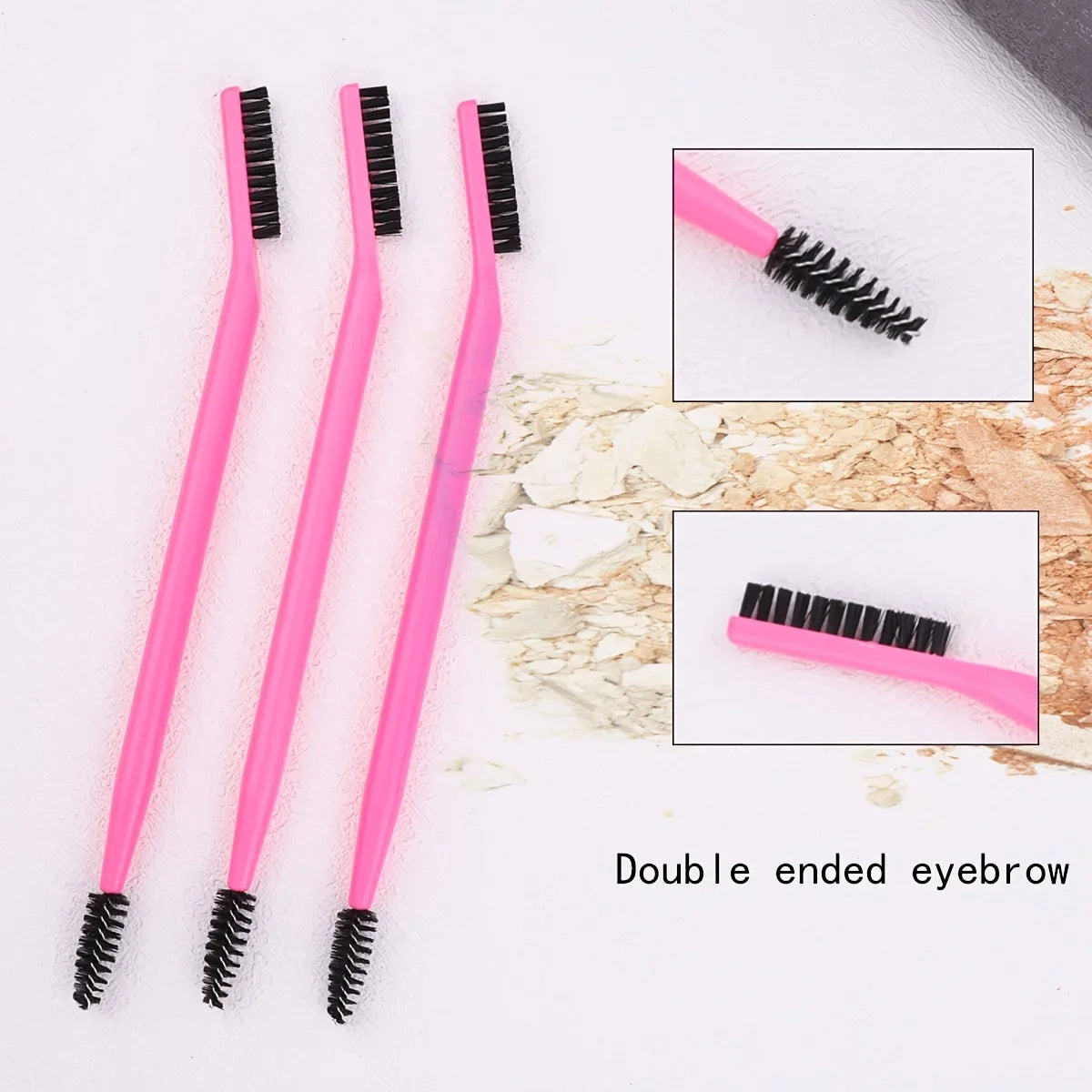 Double-ended eyelash curler combined with eyebrow brush, available in multiple colors, multi-functional makeup brush. Qme