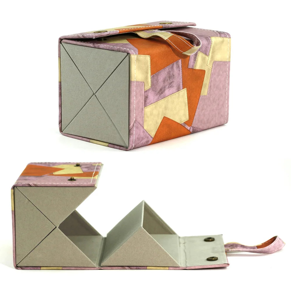 2-Piece Foldable Multi-Grid Eyeglass Case,Portable Multiple Sunglasses Organizer,Handmade Multi-Compartment Glasses Storage Box Qme PF4Grid-2Pcs