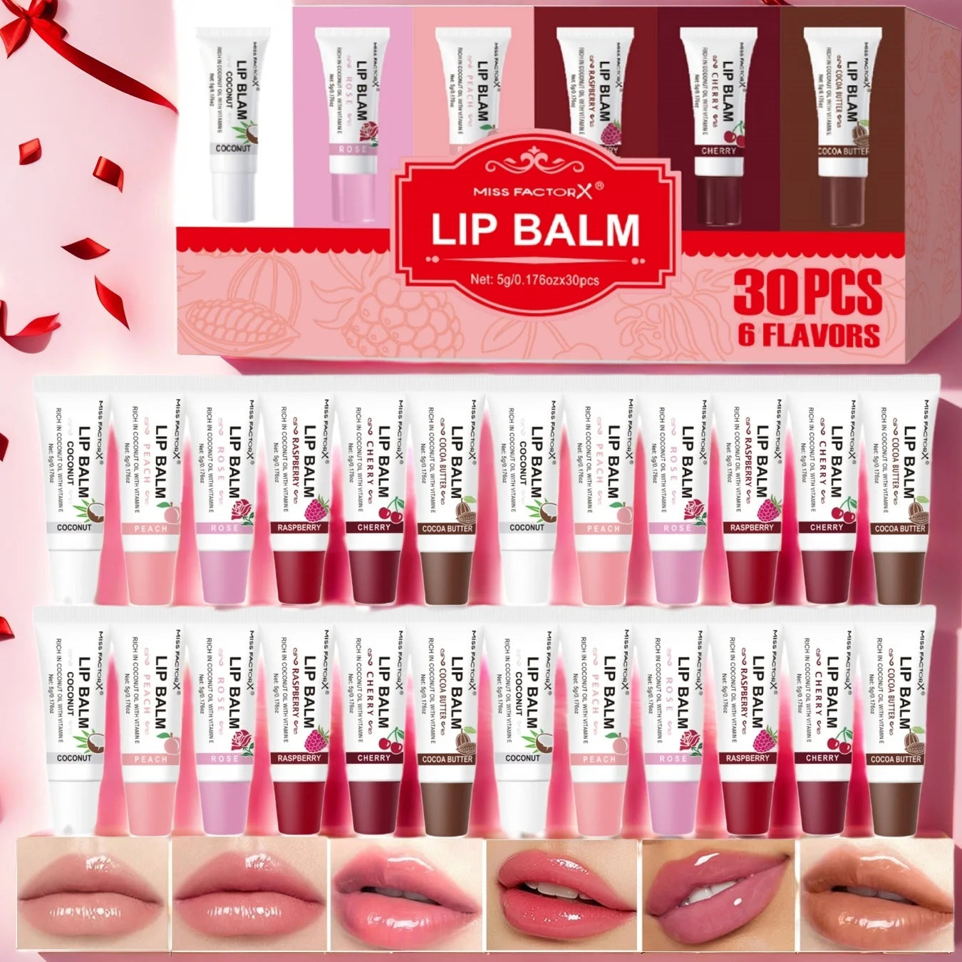 30-piece MISS FACTORX Hyaluronic Acid and Collagen Infused Lipstick - Deep Moisturizing, Long-lasting Lip Color, the perfect gif Qme