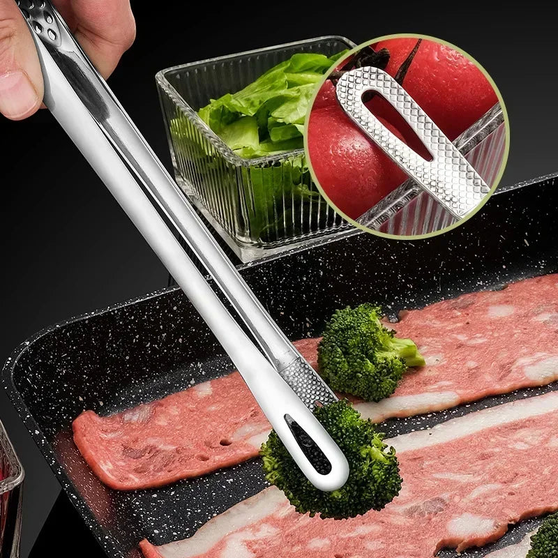Stainless Steel Barbecue Tongs Kitchen Food Clip BBQ Grill Meat Qme