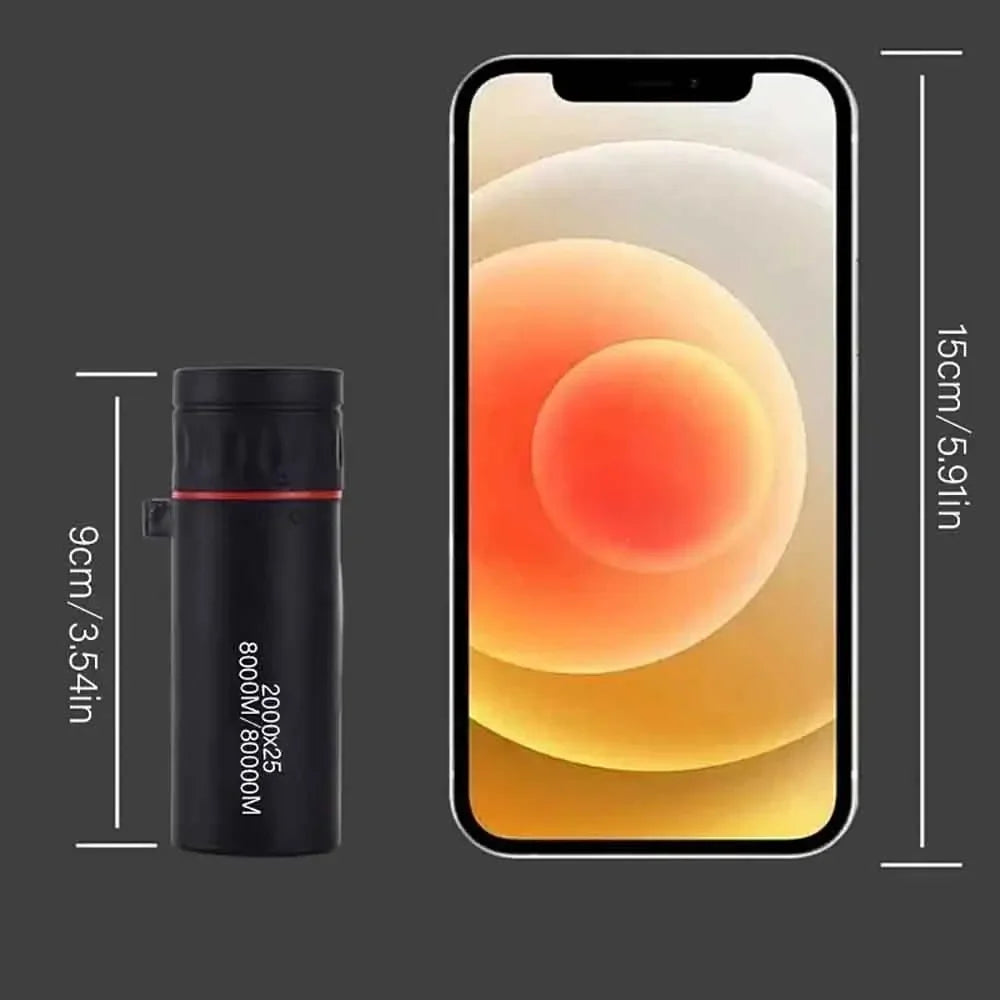 2000x25 HD Monocular Telescope Mini Portable Telescope Outdoor Camping Hunting Birdwatching Travel Hiking Fishing Telescopes Qme