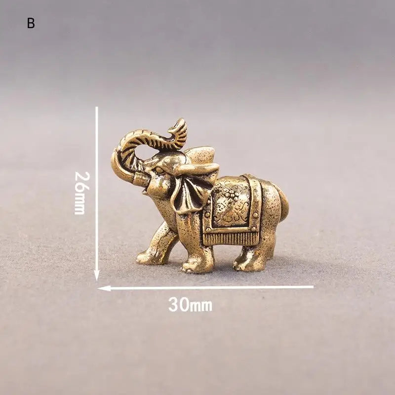 Copper Lucky Elephant Small Ornaments Bronze Animal Statue Brass Qme B