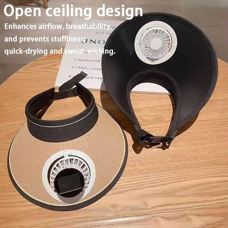 Breathable Cooling Fan Hat Sunscreen Sun Visor Fishing Peaked Cap Qme
