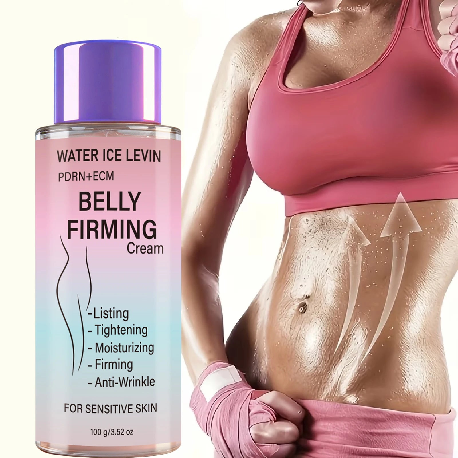 Sensitive Skin Abdominal Tightening Cream with PDRN ECM, Collagen Moisturizing Anti-Wrinkle Belly Lotion Qme