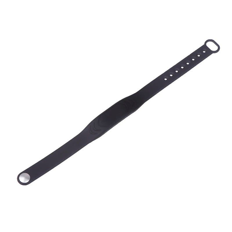 Adjustable Pure Black Silicone RFID Wristband 125KHz 13 56MHz 14443A Qme