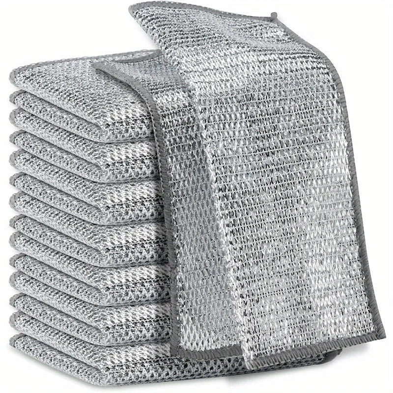 Multipurpose Wire Miracle Cleaning Cloths, Magnifying Wire Dishwashing Rags for Wet and Dry Mesh Microfiber Cleaning Cloth Qme 5pcs