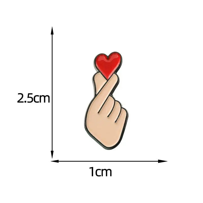 Sign Language Enamel Pin - Cute Hand Gesture Lapel Badge & Brooch Jewelry Gift for Lover, Friends and Family Qme 2pcs