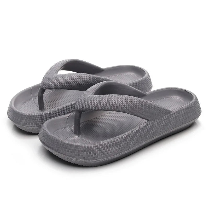 New Summer Platform Flip-Flops Handmade Flower Soft Bottom Cloud Slippers Travel Holiday Beach Lady Cute Shoes Women Slides Qme