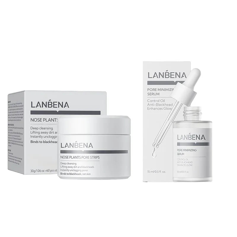 LANBENA Blackhead Removing Nose Strips Pore Minimizing Serum Mask Qme Serum and NOSE STRIP
