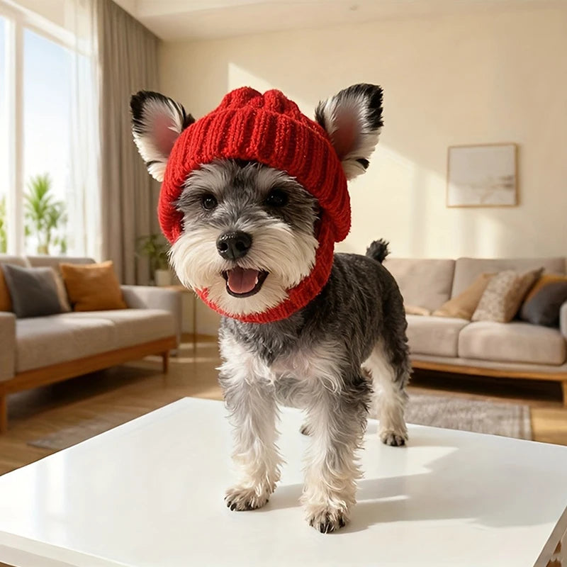 Soft Knit Ear Flaps Keep Warm Small Dogs Winter Indoor Outdoor Use Qme