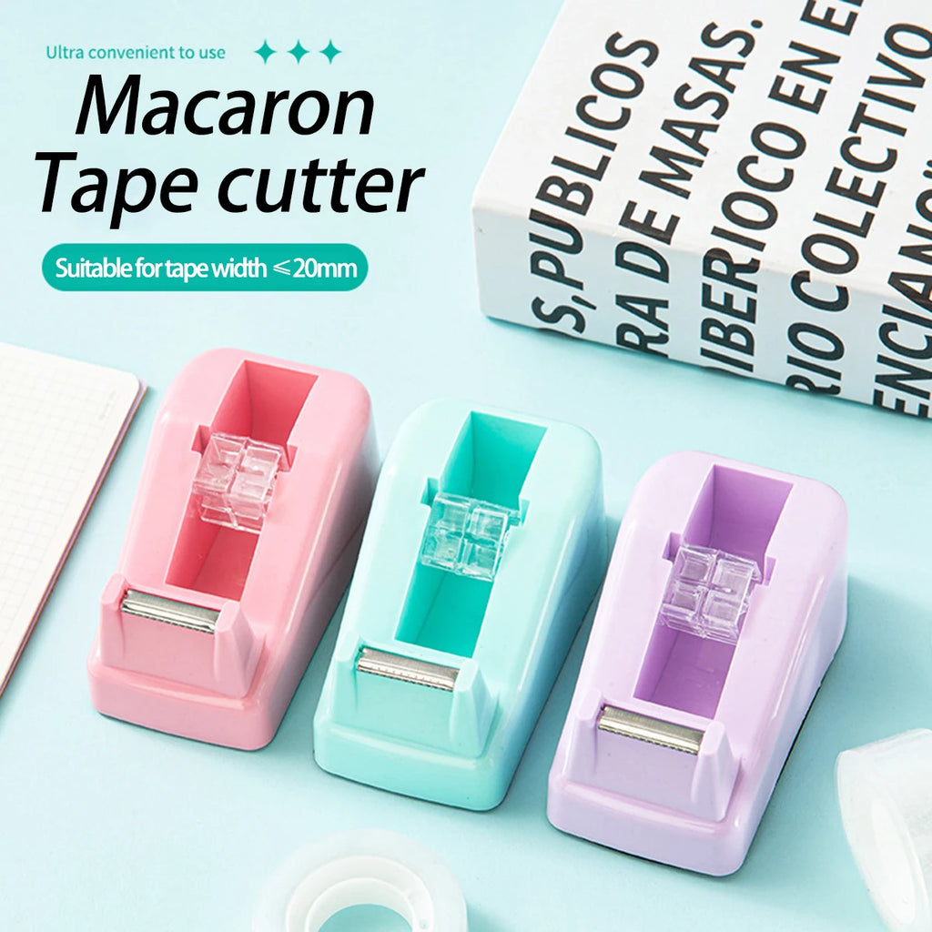 Large Tape Cutter Macaron-colored Desktop Plastic Tape Holder, Office Supplies,School DIY Crafts, Journal Making, Tape Dispenser Qme