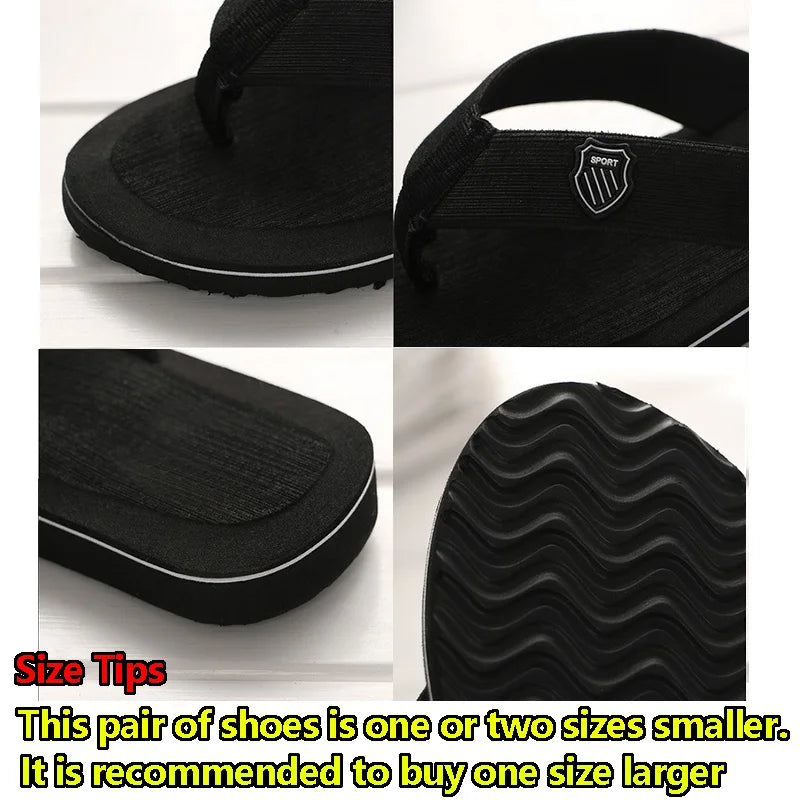 Casual Flip Flops For Men Slippers Beach Sandals Summer Non-Slip Flat Slides Men Slippers Indoor House Shoes Man Male Slipper Qme