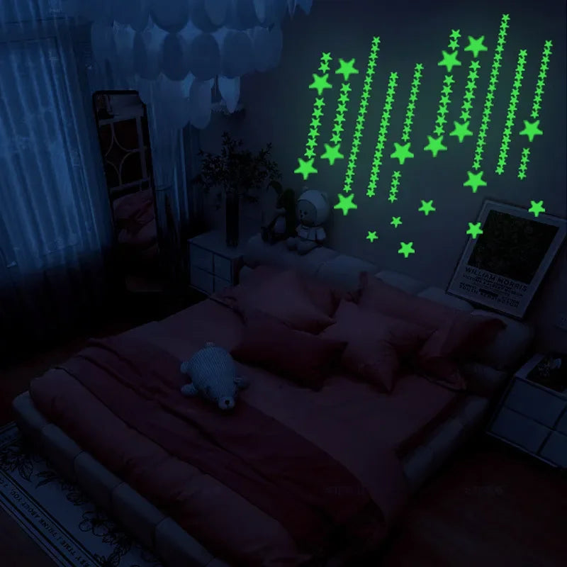 Luminous Wall Stickers Kids Rooms Dots Stars Ceiling Decals Glowing Qme