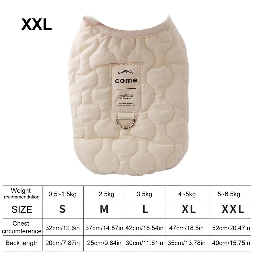 Small Dog Winter Jacket Warm Dog Jacket with Built in Harness Hole Cold Weather Pet Apparel Cozy Snow Vest for Small Dogs Cats Qme Beige 2XL