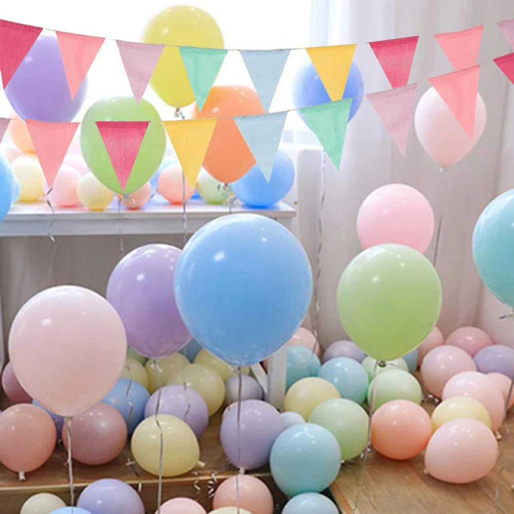 Vintage Colorful Burlap Linen Bunting Flags Pennant For Happy Birthday Party Wedding Decoration Candy Bar Qme