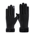 Autumn Winter Warm Suede Gloves Velvet Thickened Plush Decor Cuff Qme A2