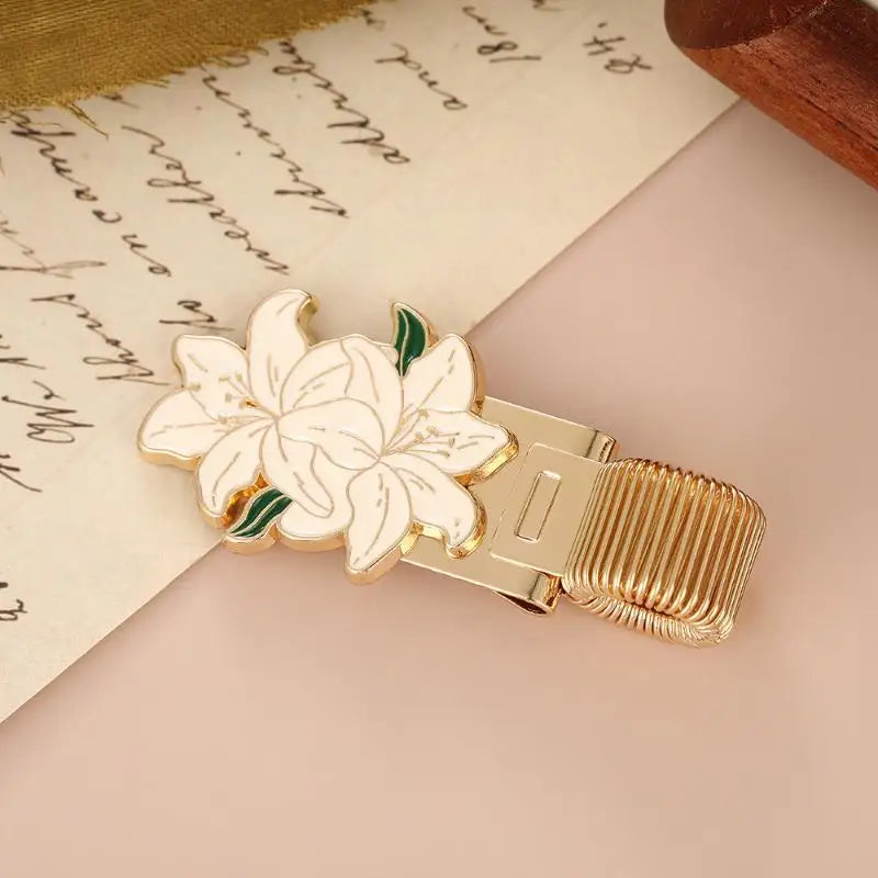 One Flower-themed Metal Pen Clip Creative Retro Spring Suitable Qme