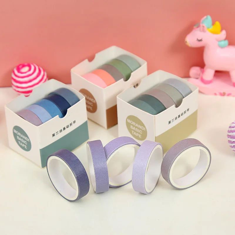 10mm*2m 5 Roll Kawaii Cartoon Washi tape Set Diy Decorative collage Diary Album Scrapbooking material Creativity Decor tape Qme