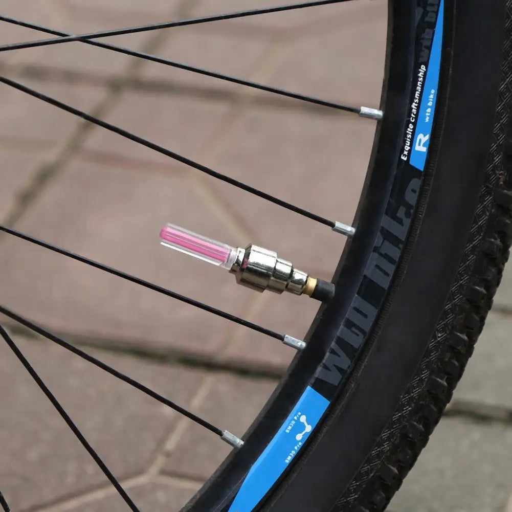 2pcs LED Bicycle Valve Light, Neon Bicycle Spoke Light Bicycle Tire Valve Light, Night Riding Warning Light Bicycle Accessories Qme