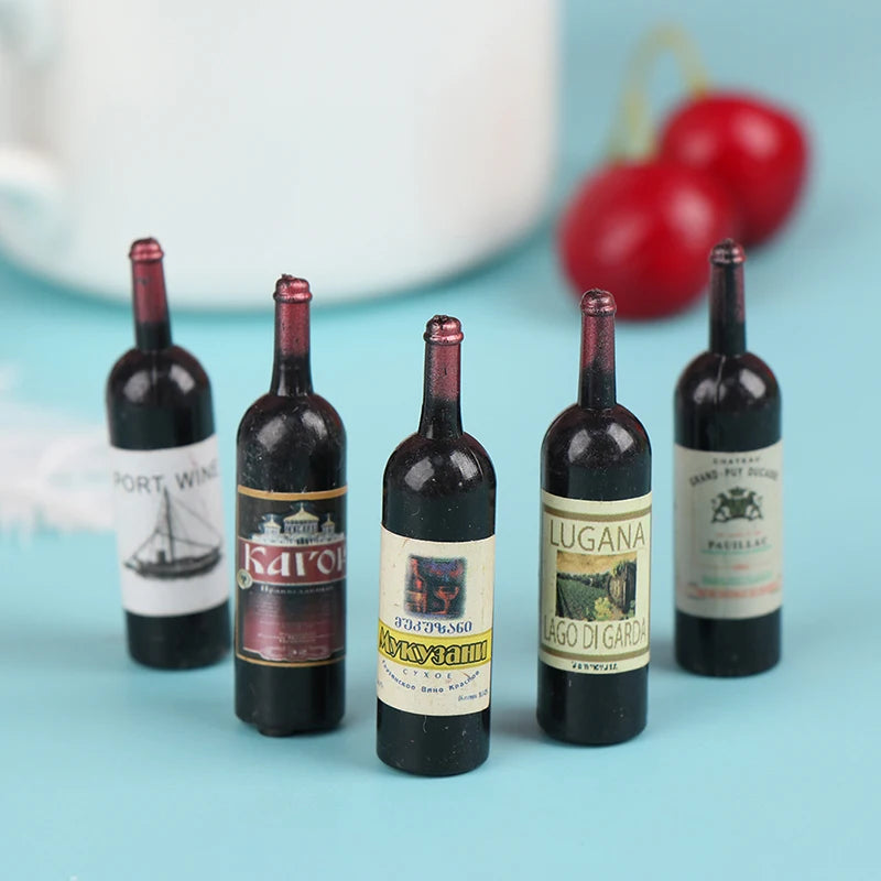 10Pcs 1/12 Dollhouse Miniature Mini Wine Bottle Set With Box Simulation Drinks Model Toys For Doll House Decoration Accessories Qme