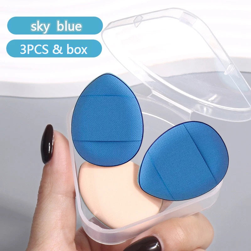 3-pack Mini Triangular Cushion Sponges Storage Box Suitable Both Wet Qme sky blue