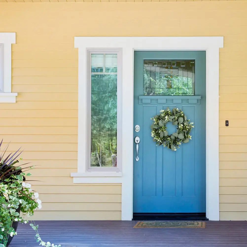 Artificial Green Wreath Wall Hanging Wreath Spring Door Decoration for Indoor Outdoor Artificial Wreath Door Decoration Qme