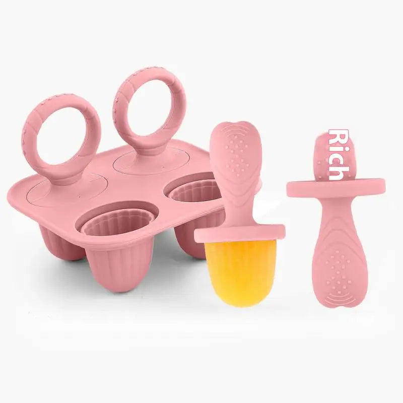 CC11Silicone Ice Cream Breastmilk Popsicle Molds DIY Homemade Mold Qme Pink