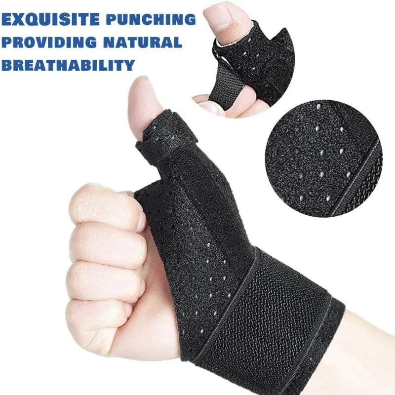 2PCS Adjustable Elastic Magic Tape Thumb Support Glove Breathable Wrist Brace for Tendonitis Pain Relief Qme