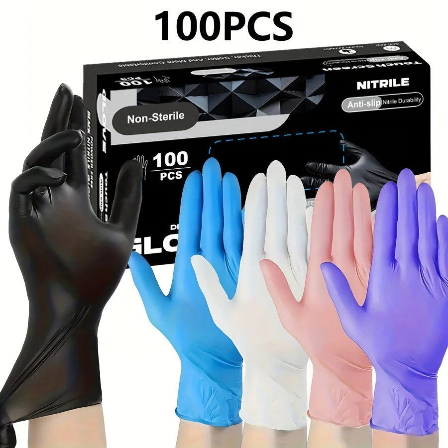 50/100Pcs Disposable Nitrile Gloves,Durable Household Cleaning Gloves,Garden Planting and Digging Non-slip Dirt-resistant Gloves Qme