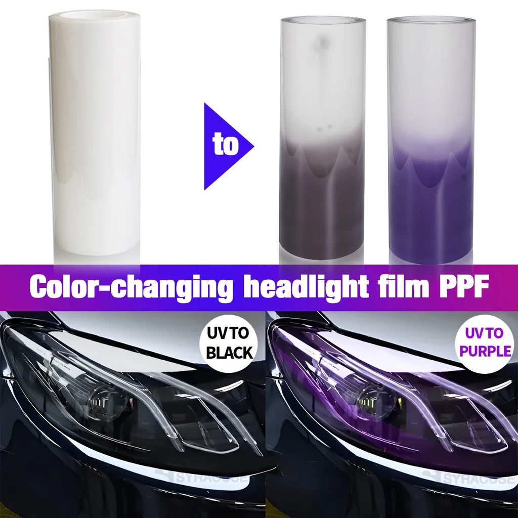 Intelligent UV Color Change TPU PPF Photochromic Car Headlight Film for Car Lamp DIY Motorcycle Qme