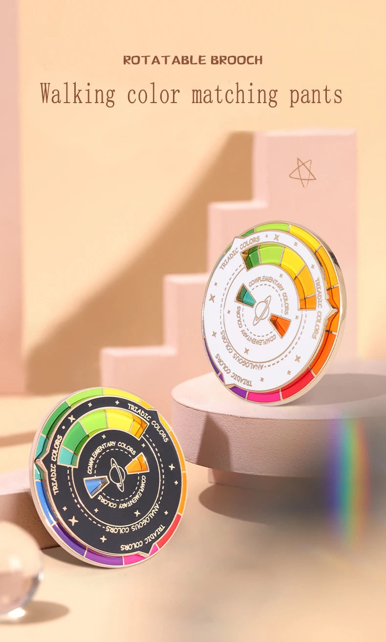 Round Color Metal Compass Enamel Pin Fashion Brooch Art Multicolour Badge Lapel Clothes Hat Jewelry Kid Gift Lapel Pin Wholesale Qme