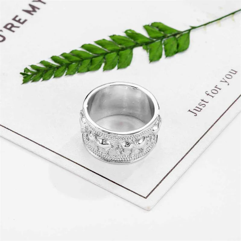 Animal Wholesale Retro Cute Small Elephant Shape Big Rings 925 Sterling Silver Color Finger Ring For Women Fashion Jewelry Qme