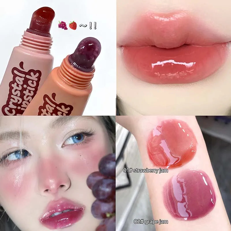 Jelly Purple Translucent Lip Gloss Hydrating Mirror Finish Lip Cream Bright Glassy Moisturizing Plumper Long Lasting Lips Makeup Qme
