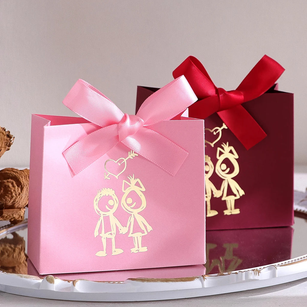 10-Piece Cute Mini Gift Box Set - “Couple Figures” Design Is Perfect for Candy, Chocolates and Small Gifts - Ideal for Valentine Qme