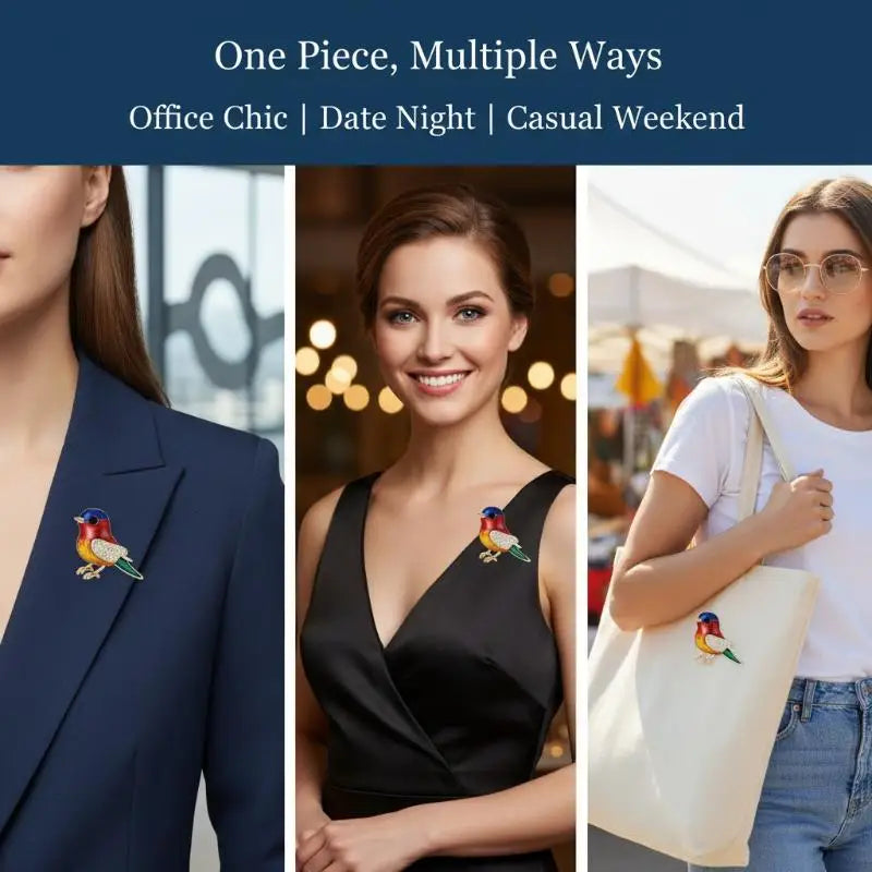 Cute Rhinestone Bird Brooch For Women Unisex Enamel Animal Pin Sparrow Lapel Pins Office Party Friend Gifts Jewelry Accessories Qme