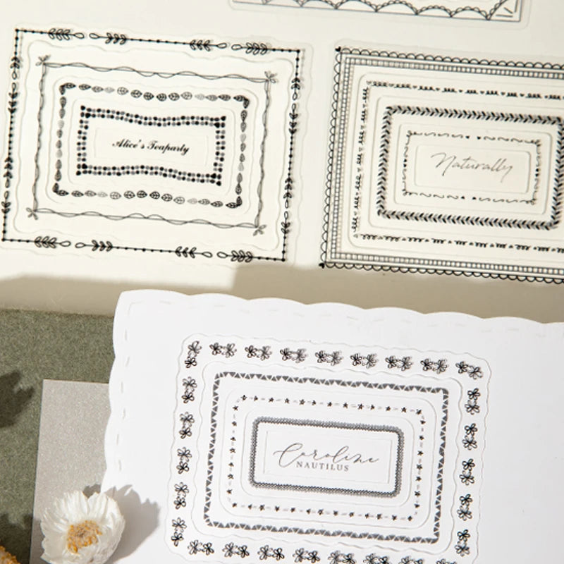 Multi-layer Border Die-cut Sticker , Fresh Watercolor Style for Journal Collage, Gift Wrapping, Photo Album Decoration Qme
