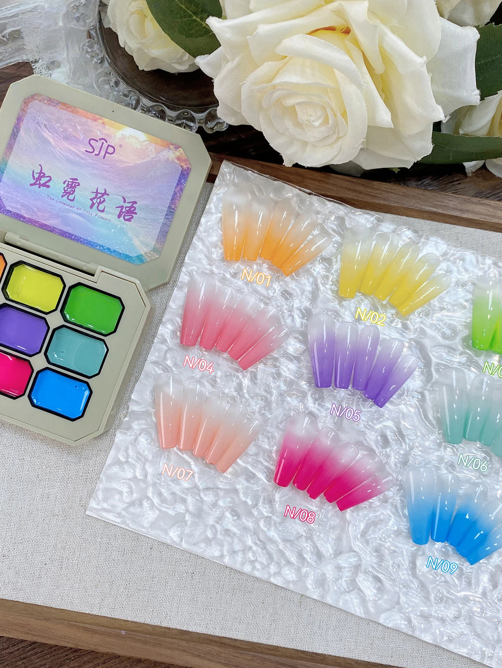 9 Colors Rainbow Language Patting Poilsh Smudge Canned Saturation Qme