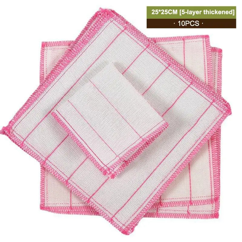 10Pcs Dishwashing Cloth Kitchen Rainbow Cloth Absorbent But Not Shedding Hair Table Cleaning Towel Household Thick Scouring Pad Qme A6