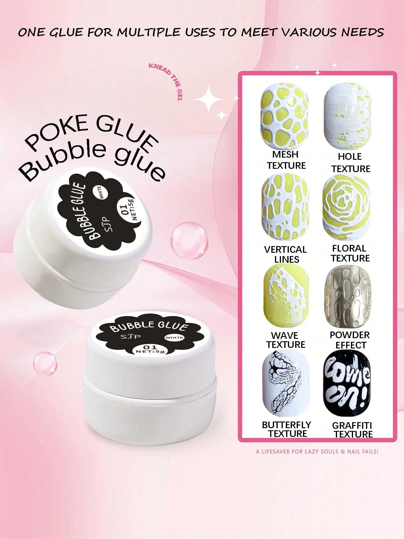 2-piece Bubble Nail Polish Poke Net White Wave Hole Saturation Qme