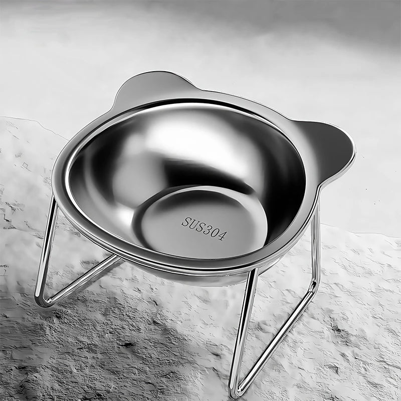 .Raised Cat Bowls Tilted Neck Guard Cat Food Bowl 304 Stainless Steel Shatter-resistant Elevated 15° Pet Supplies For Puppy Cat. Qme