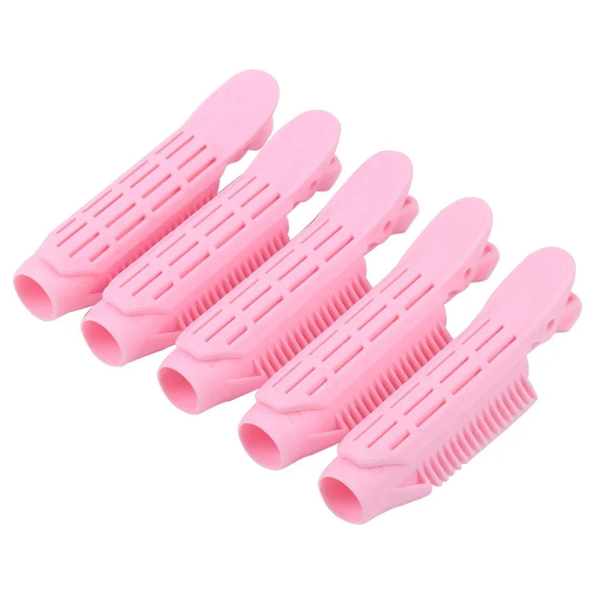 5 Pcs Magic Hair Care Rollers Hair Roots Candy Color Natural Fluffy Clip Sleeping No Heat Plastic Hair Curler Styling Tools Qme pink
