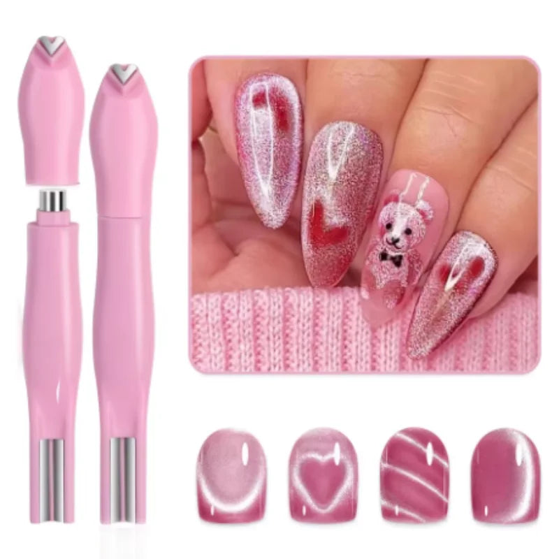 Cat Eye Nail Magnetic Stick Love Heart Snake Pattern French Cat Eye Nail Magnet UV Gel Polish Effect Manicure Design Tool Qme