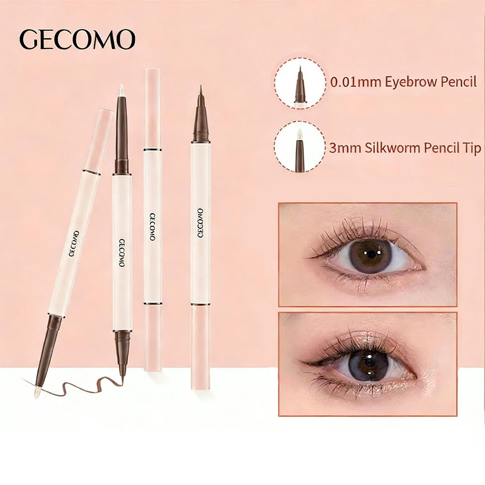 GECOMO Double-ended Lying Silkworm Pencil Eyeliner Shimmer Eyeshadow Qme