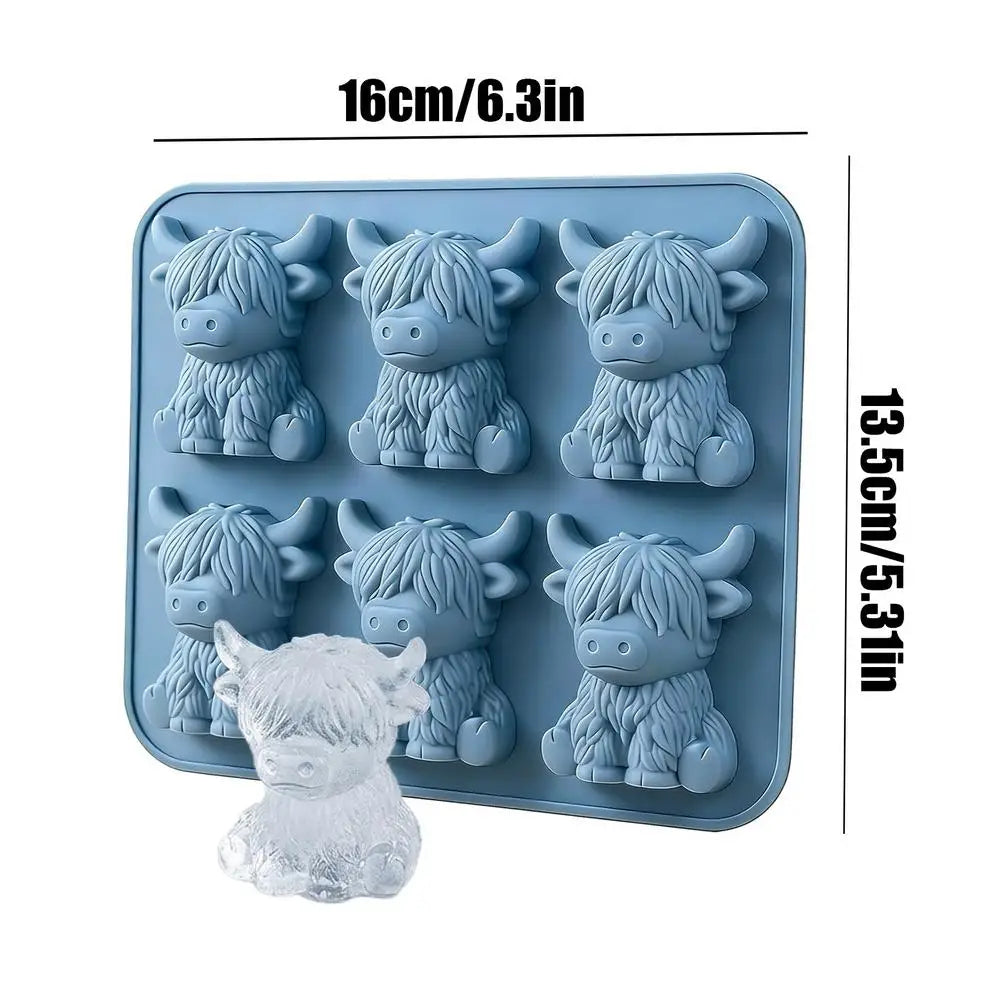 Ice Molds 6 Cavity Cow Shaped Flexible Chilling Cube Making Tool Whiskey Ice Cubes for Cocktails Bourbon Tequila Vodka Drinks Qme A