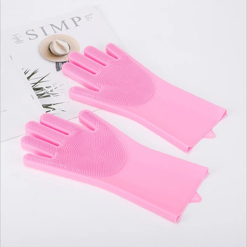 1/3/5pcs mix New Pet Dog Cat Bathing Grooming Cleaning Silicon Hair Removal Gloves Magic Dishwashing Cleanner Sponge Qme 1pcs pink